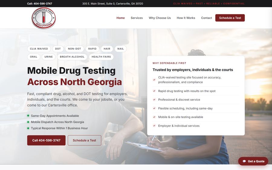 Dependable First Solutions website