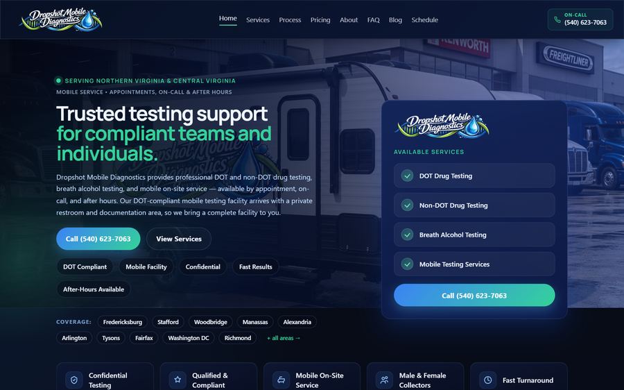 Dropshot Mobile Diagnostics website