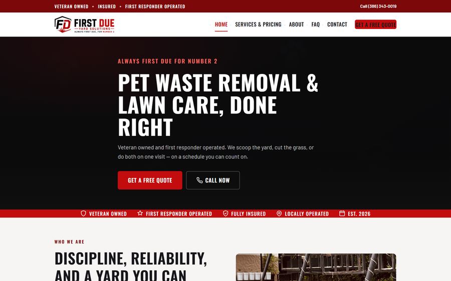 First Due Yard Solutions website