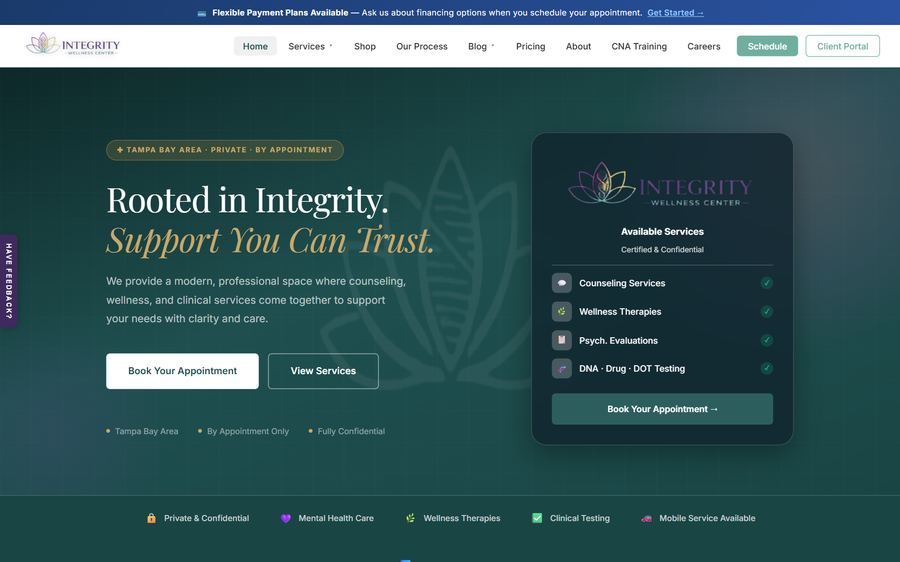 Integrity Wellness Center website