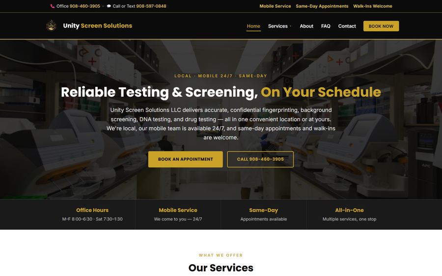 Unity Screen Solutions website
