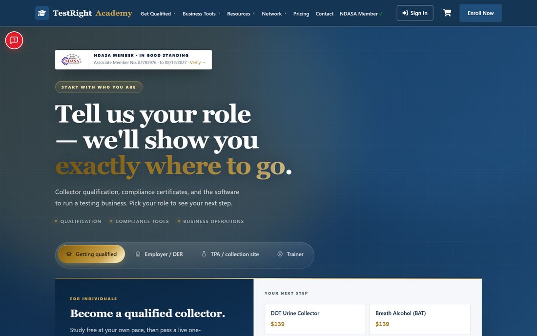 TestRight Academy &mdash; DOT collector training platform